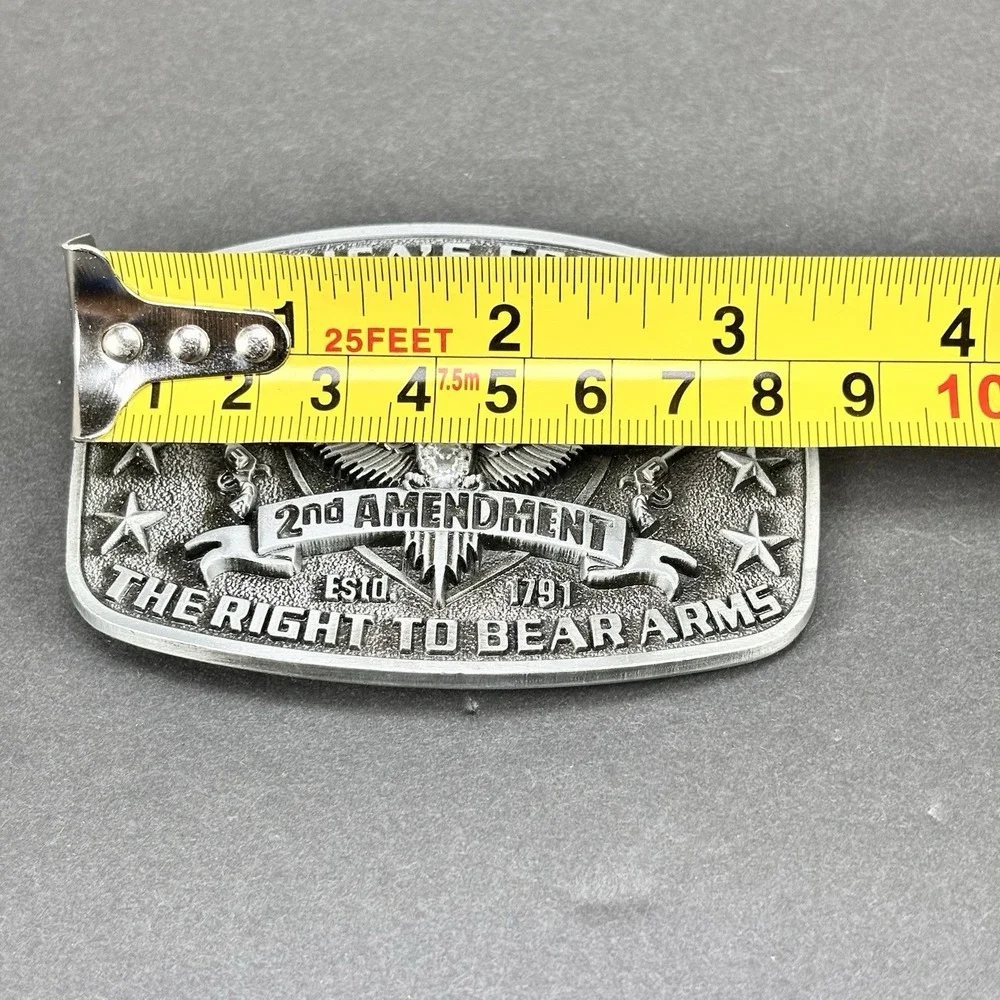 America Second Amendment Belt Buckle 2A,‎ 2nd, Freedom, Guns Antique Silver Tone